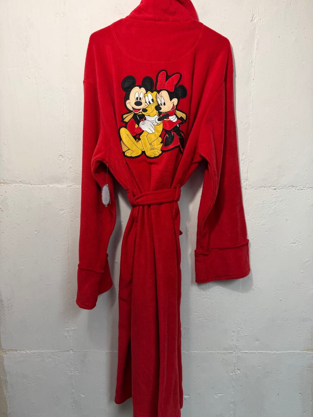 NEW Disney Store Fleece Robe Womens Large Red Mickey Minnie Long